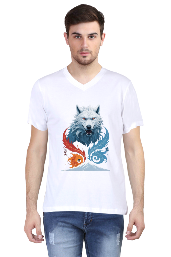 Men's V-Neck Half Sleeve T-Shirt with Game of Thrones Characters Design