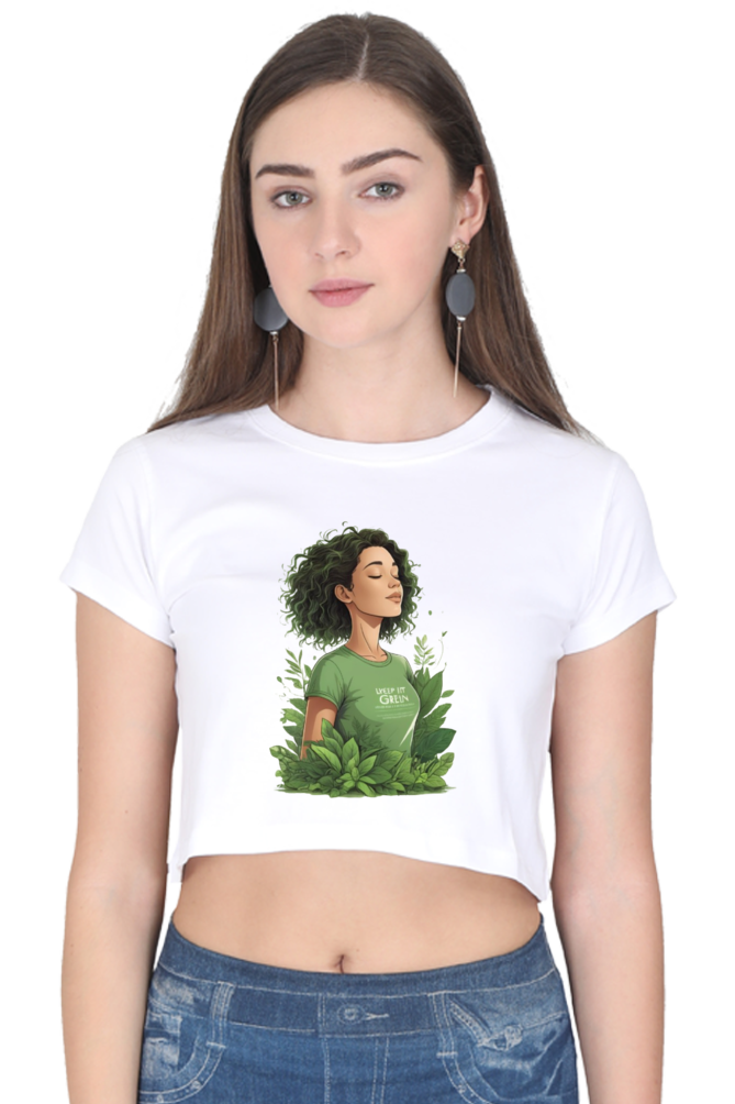 Women's Crop T-Shirt with Go Green Message Design