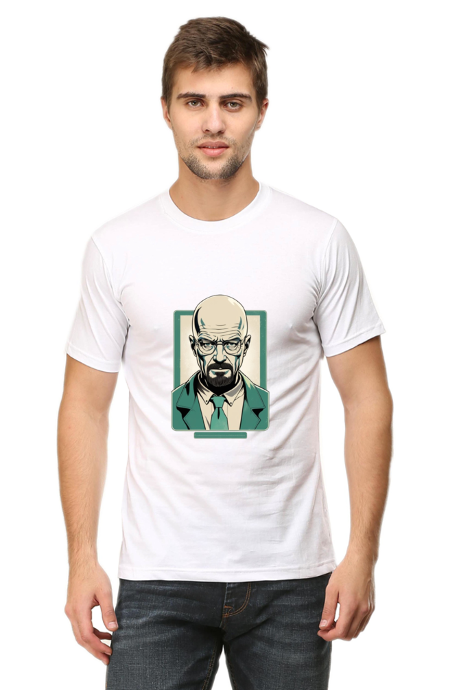 Men's Round Neck Half Sleeve T-Shirt with Breaking Bad Heisenberg Design