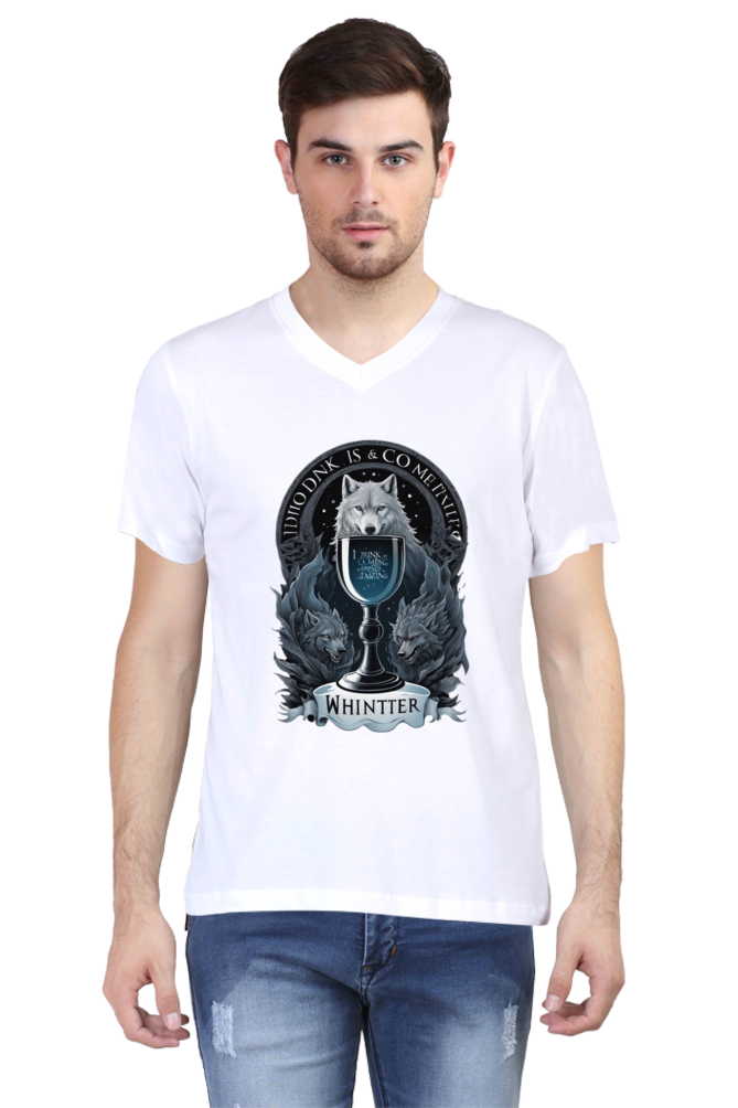 Men's V-Neck Half Sleeve T-Shirt Featuring Game of Thrones Characters