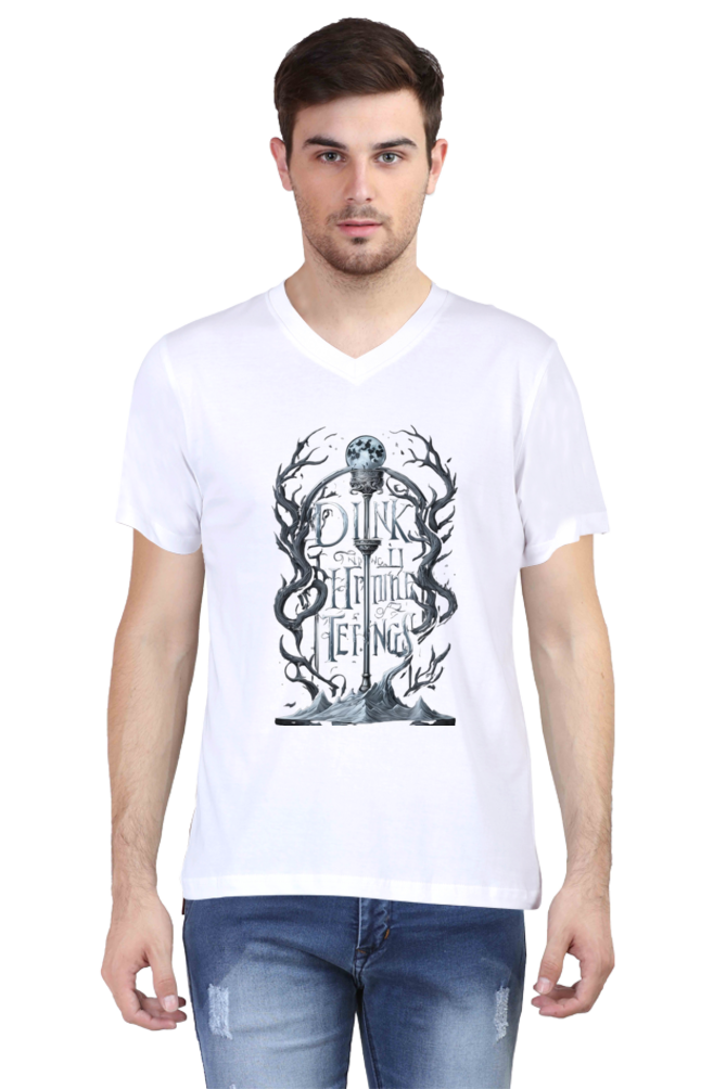 Men's V-Neck Half Sleeve T-Shirt with Game of Thrones Characters Design