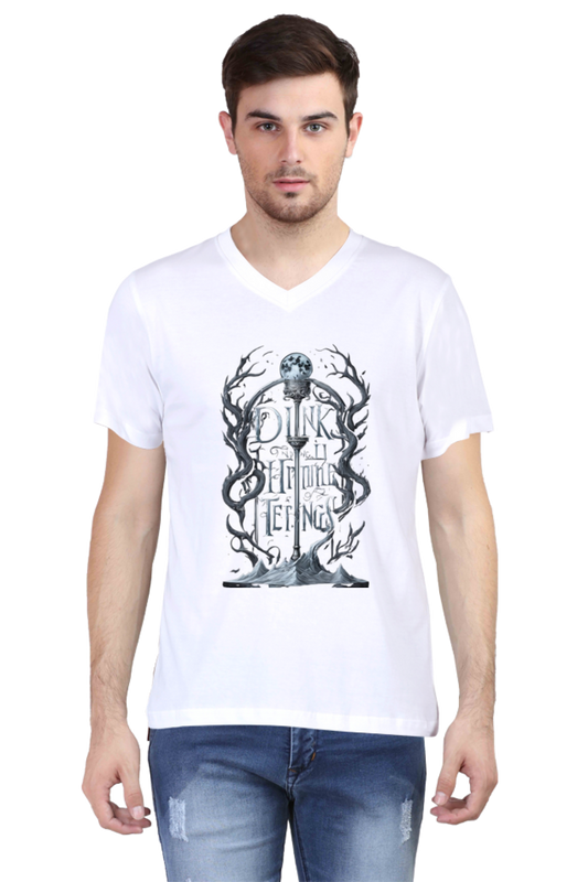 Men's V-Neck Half Sleeve T-Shirt with Game of Thrones Characters Design