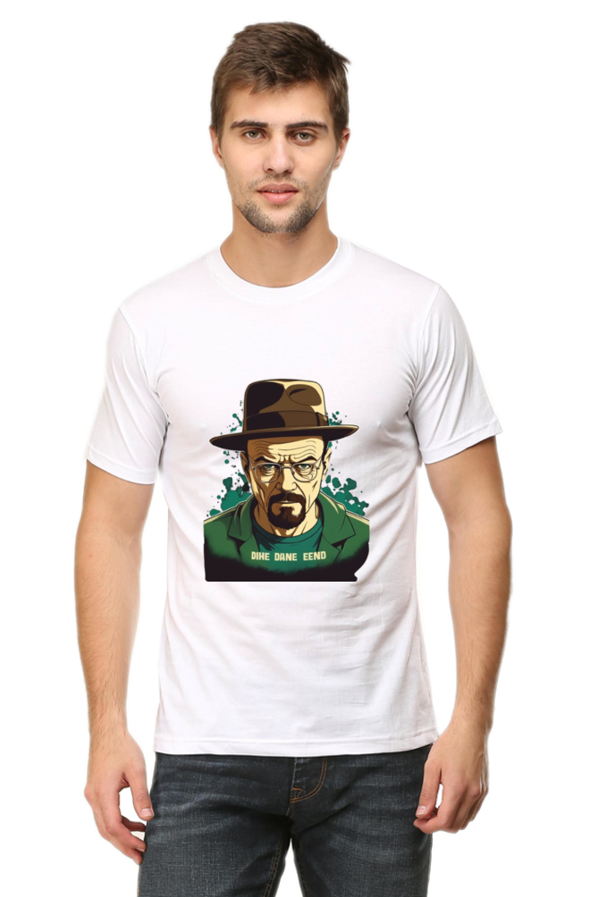 Men's Round Neck Half Sleeve T-Shirt with Breaking Bad Heisenberg Design