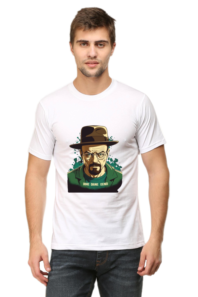 Men's Round Neck Half Sleeve T-Shirt with Breaking Bad Heisenberg Design