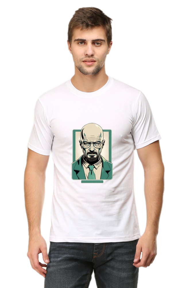 Men's Round Neck Half Sleeve T-Shirt with Breaking Bad Heisenberg Design