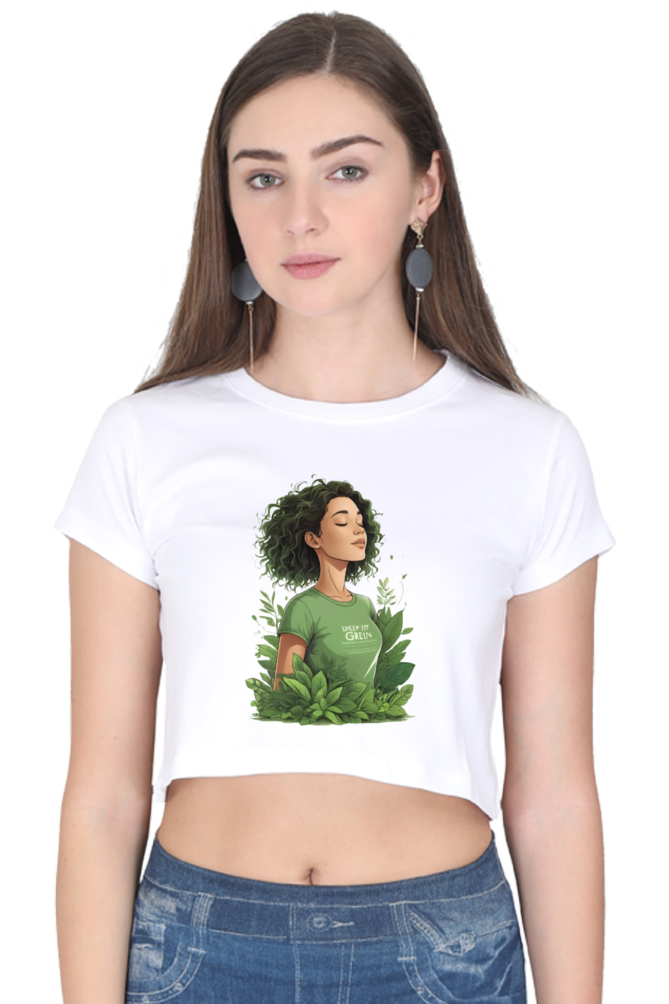 Women's Crop T-Shirt with Go Green Message Design