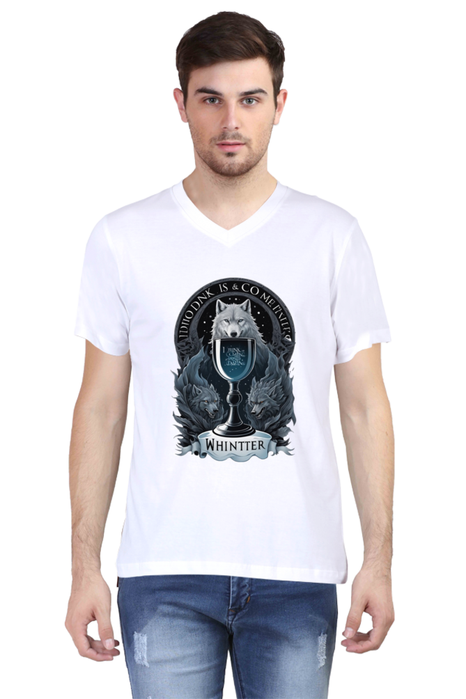 Men's V-Neck Half Sleeve T-Shirt Featuring Game of Thrones Characters