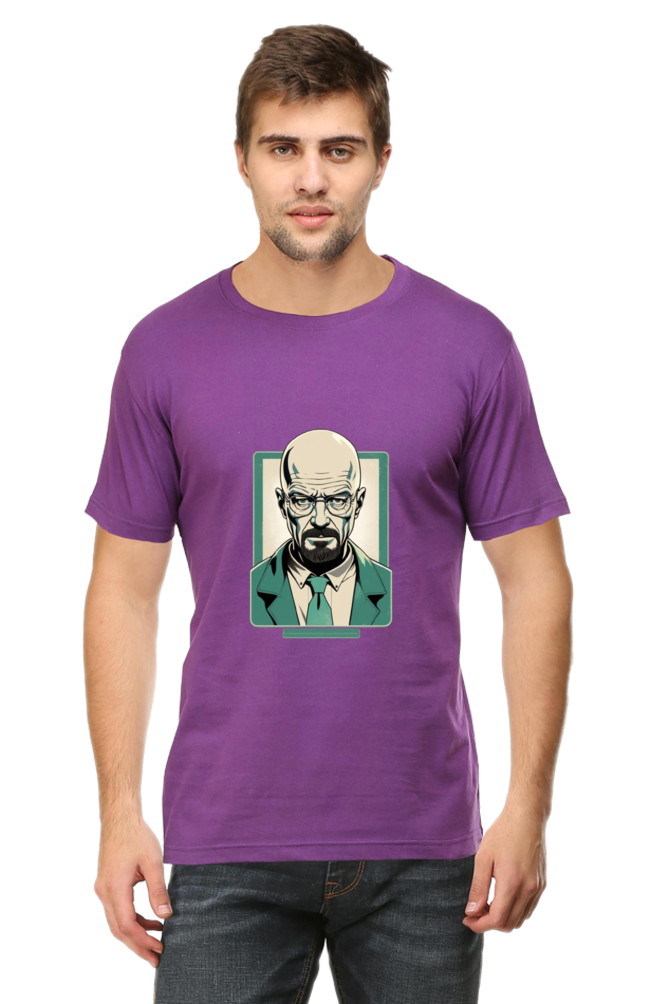 Men's Round Neck Half Sleeve T-Shirt with Breaking Bad Heisenberg Design