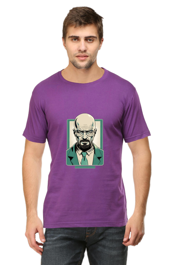 Men's Round Neck Half Sleeve T-Shirt with Breaking Bad Heisenberg Design