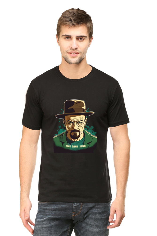 Men's Round Neck Half Sleeve T-Shirt with Breaking Bad Heisenberg Design