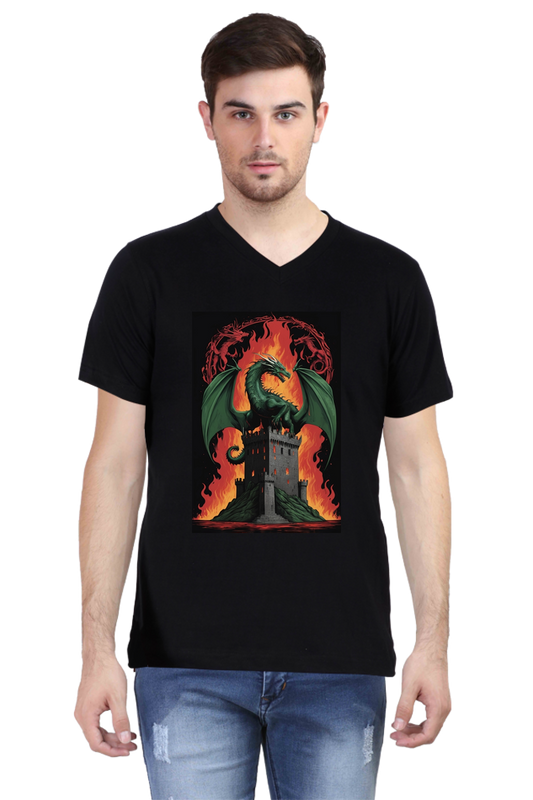 Men's V-Neck Half Sleeve T-Shirt Featuring Game of Thrones Characters