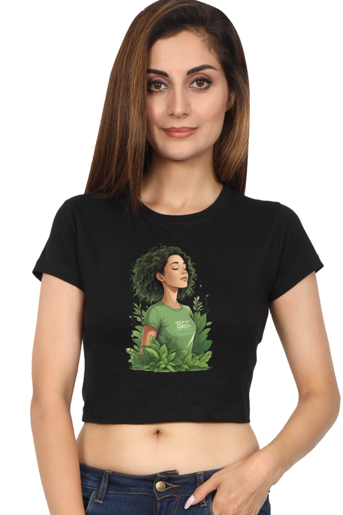 Women's Crop T-Shirt with Go Green Message Design