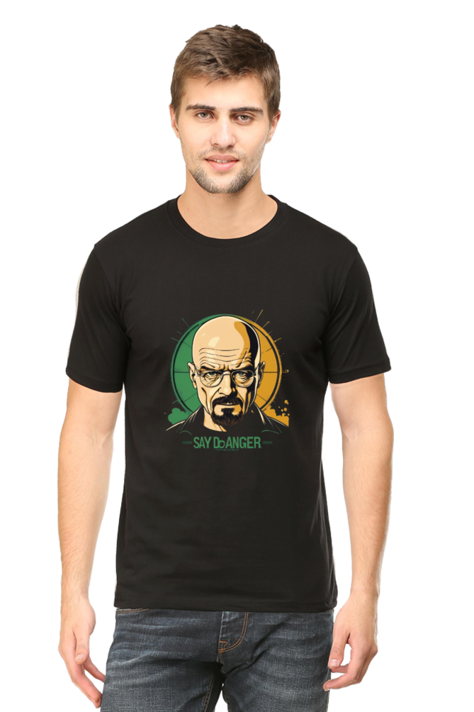 Men's Round Neck Half Sleeve T-Shirt with Breaking Bad Heisenberg Design