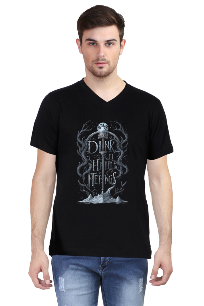 Men's V-Neck Half Sleeve T-Shirt with Game of Thrones Characters Design