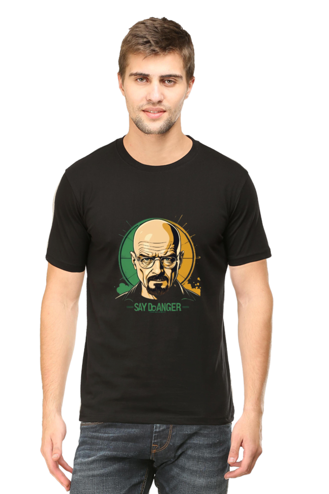 Men's Round Neck Half Sleeve T-Shirt with Breaking Bad Heisenberg Design