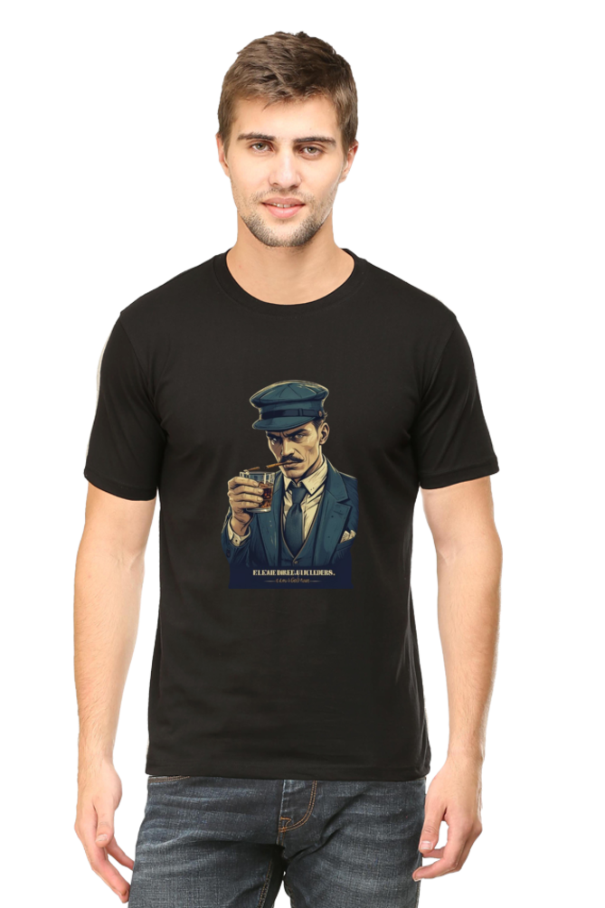 Men's Round Neck Half Sleeve T-Shirt with Peaky Blinders Design