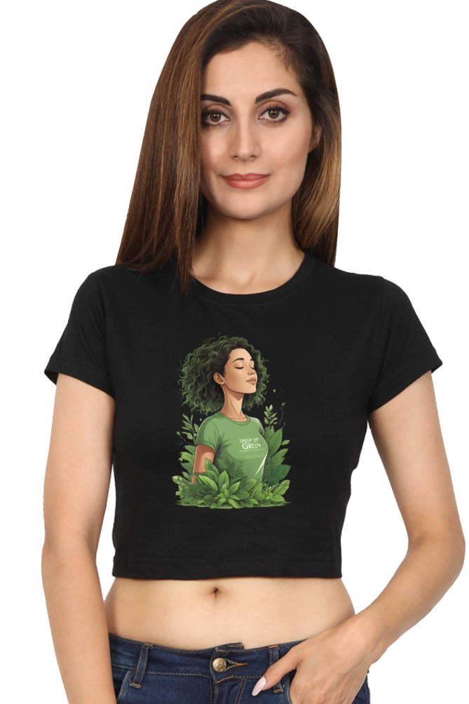 Women's Crop T-Shirt with Go Green Message Design