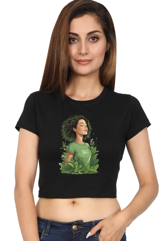 Women's Crop T-Shirt with Go Green Message Design