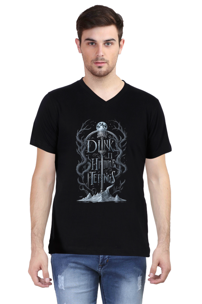 Men's V-Neck Half Sleeve T-Shirt with Game of Thrones Characters Design