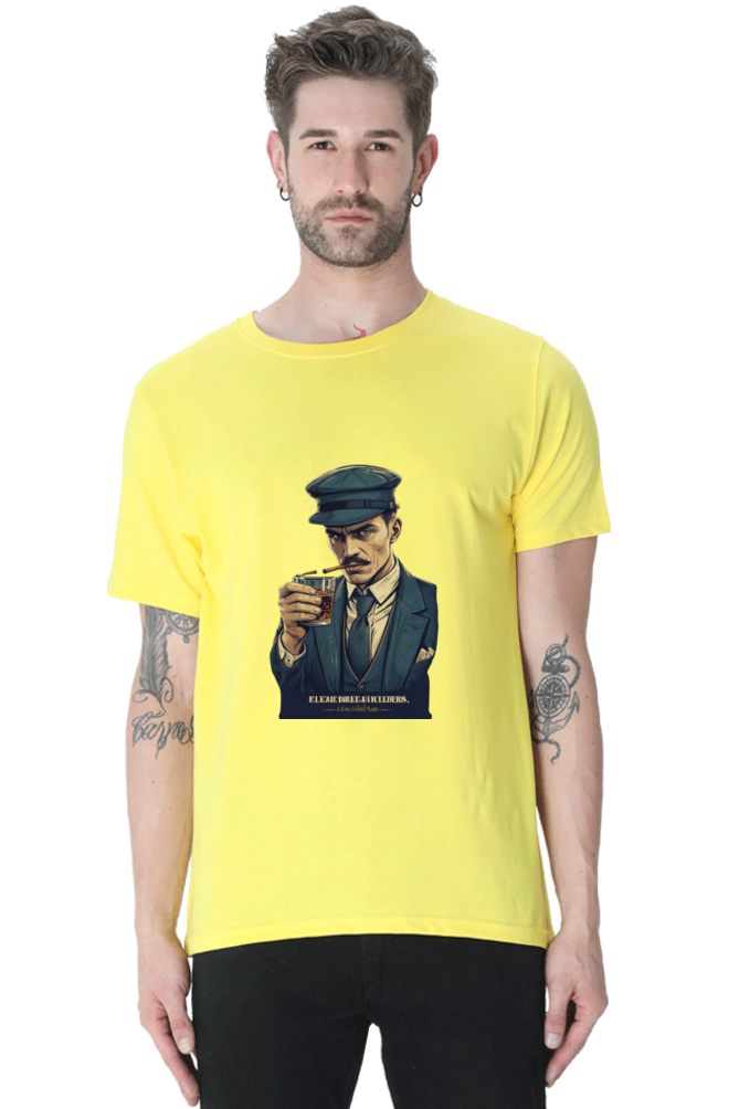 Men's Round Neck Half Sleeve T-Shirt with Peaky Blinders Design