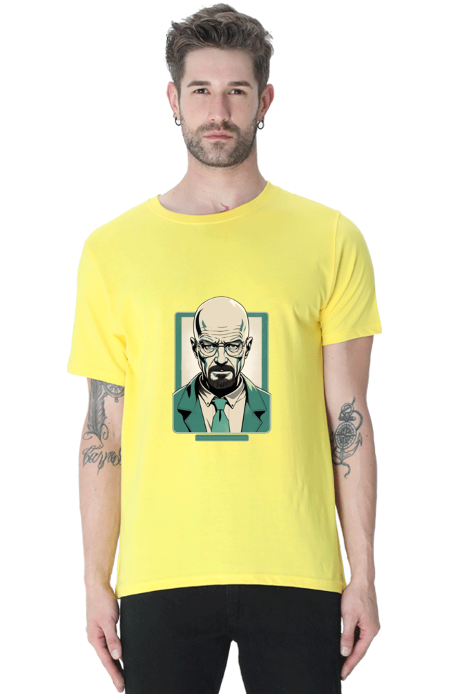 Men's Round Neck Half Sleeve T-Shirt with Breaking Bad Heisenberg Design