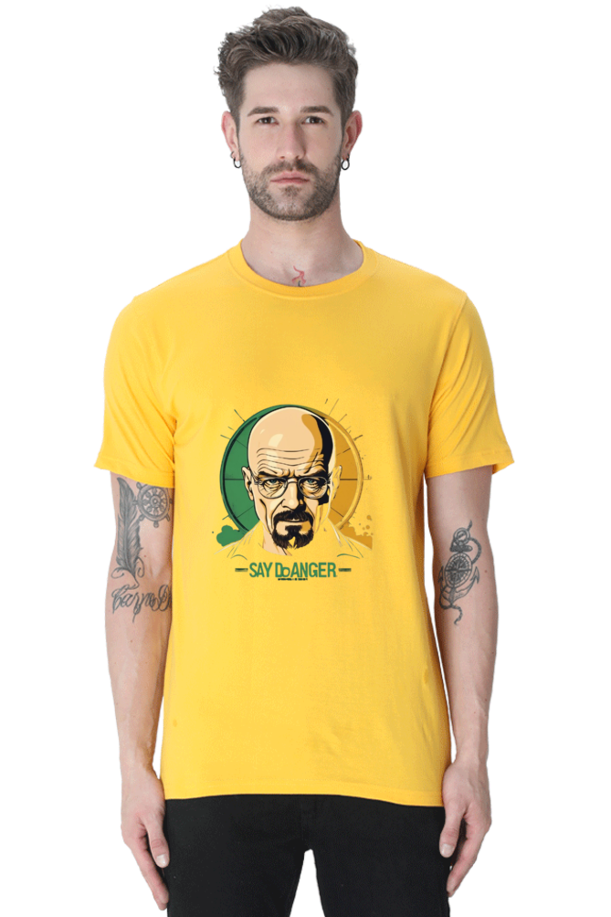 Men's Round Neck Half Sleeve T-Shirt with Breaking Bad Heisenberg Design