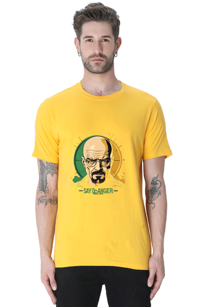 Men's Round Neck Half Sleeve T-Shirt with Breaking Bad Heisenberg Design