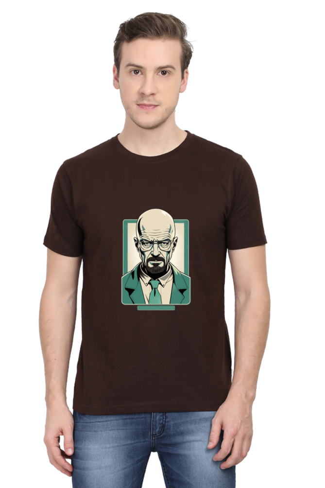 Men's Round Neck Half Sleeve T-Shirt with Breaking Bad Heisenberg Design