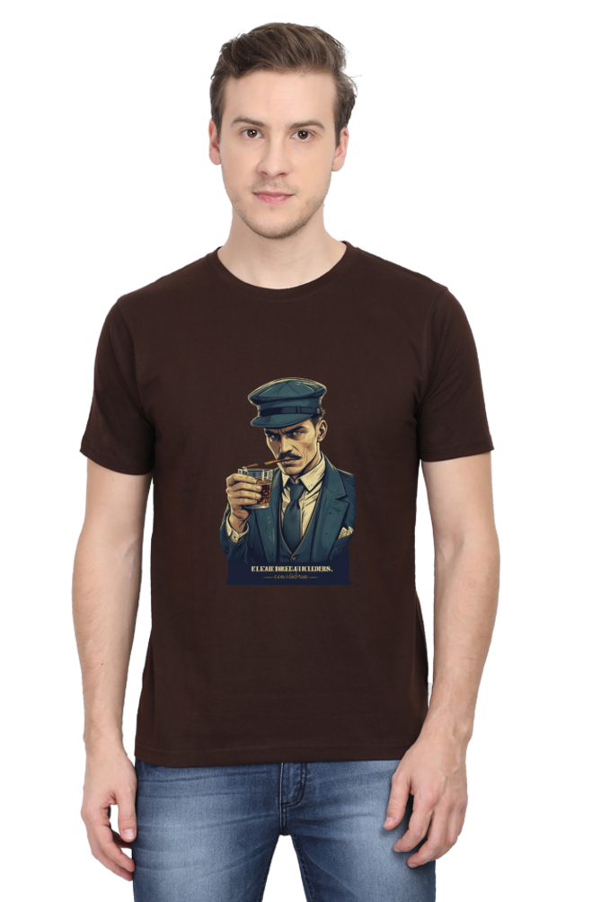 Men's Round Neck Half Sleeve T-Shirt with Peaky Blinders Design