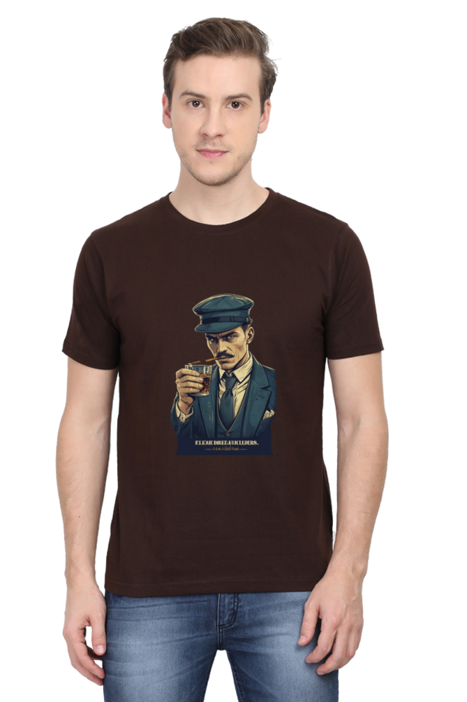 Men's Round Neck Half Sleeve T-Shirt with Peaky Blinders Design