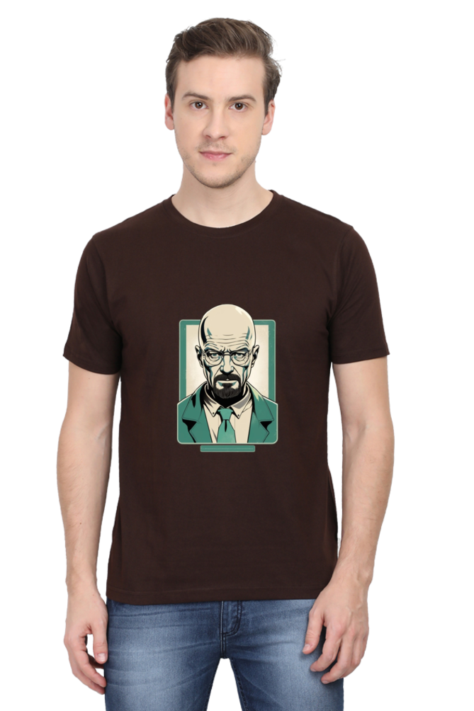 Men's Round Neck Half Sleeve T-Shirt with Breaking Bad Heisenberg Design