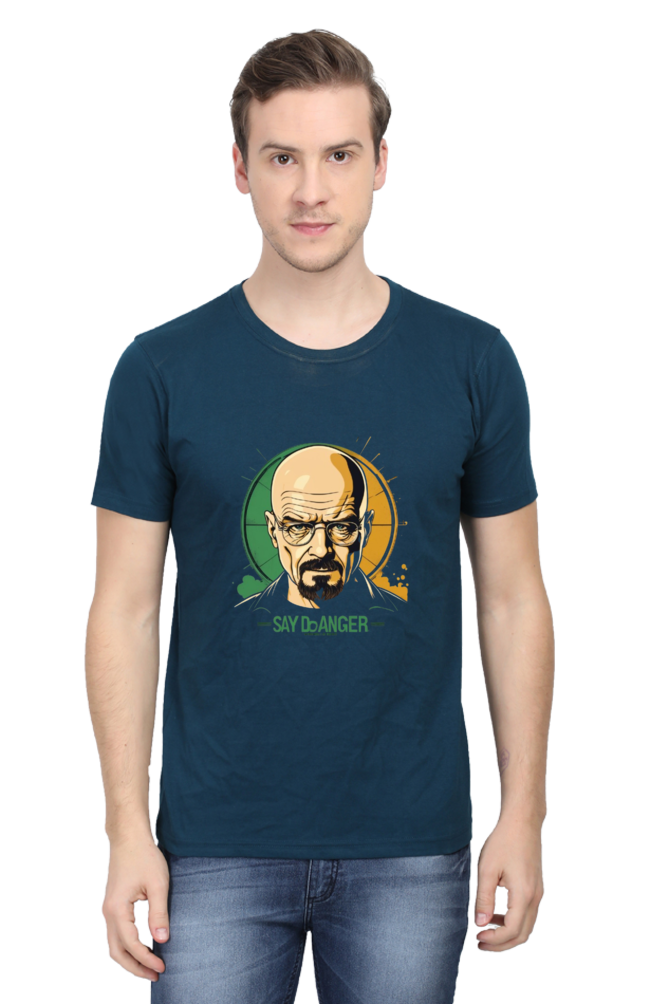 Men's Round Neck Half Sleeve T-Shirt with Breaking Bad Heisenberg Design