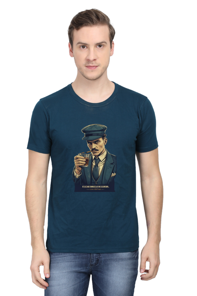 Men's Round Neck Half Sleeve T-Shirt with Peaky Blinders Design