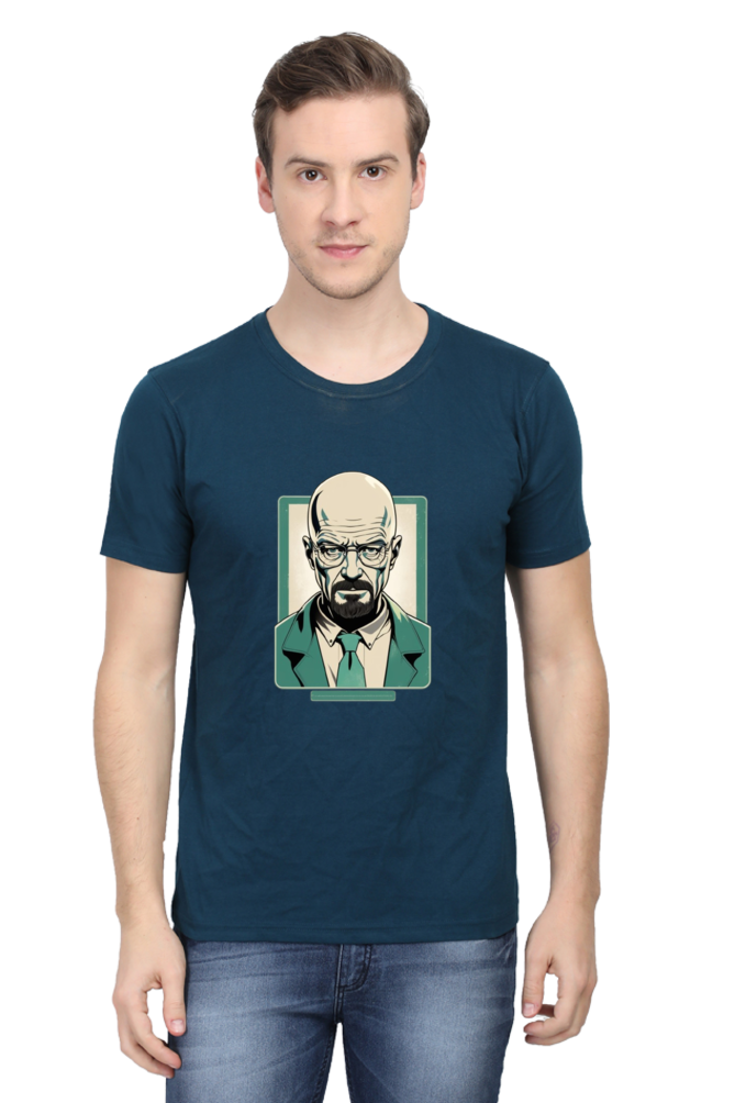 Men's Round Neck Half Sleeve T-Shirt with Breaking Bad Heisenberg Design