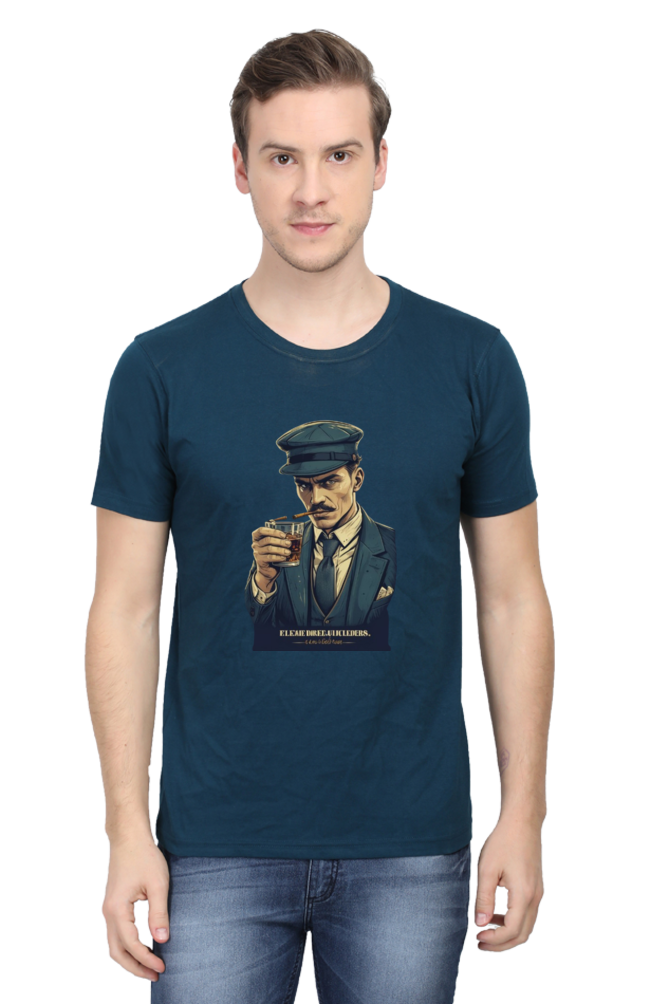 Men's Round Neck Half Sleeve T-Shirt with Peaky Blinders Design