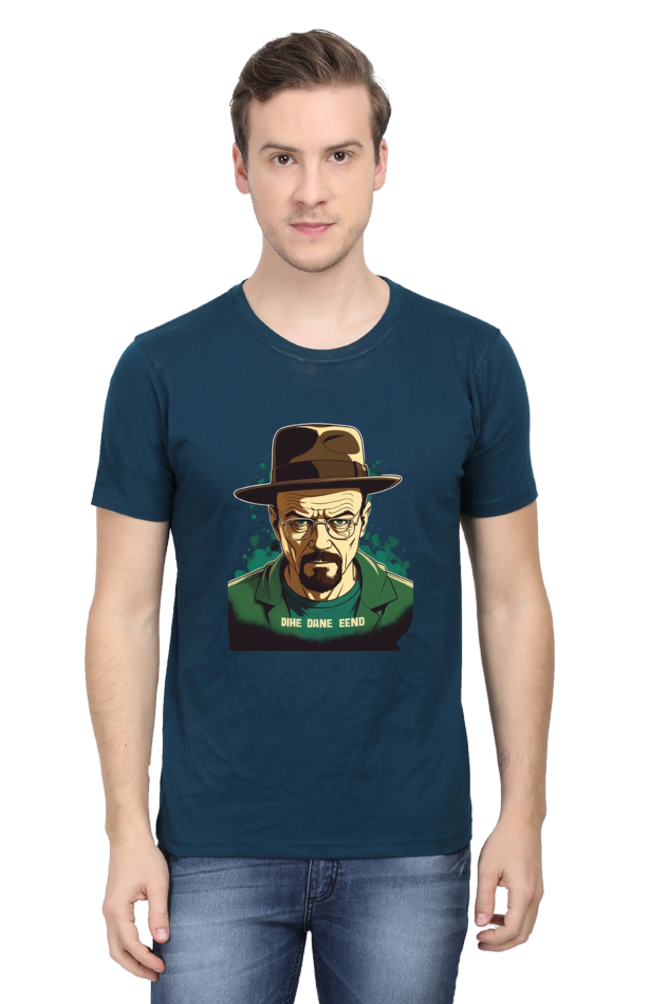 Men's Round Neck Half Sleeve T-Shirt with Breaking Bad Heisenberg Design