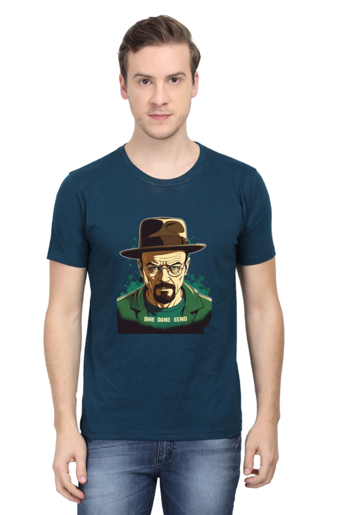 Men's Round Neck Half Sleeve T-Shirt with Breaking Bad Heisenberg Design