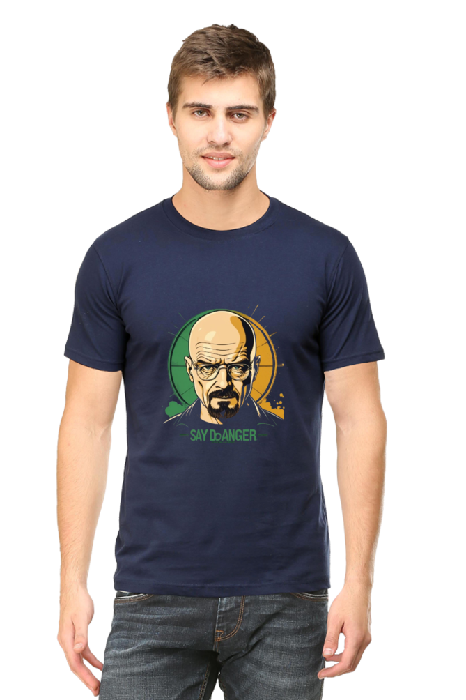 Men's Round Neck Half Sleeve T-Shirt with Breaking Bad Heisenberg Design