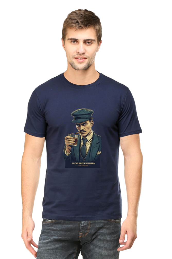 Men's Round Neck Half Sleeve T-Shirt with Peaky Blinders Design