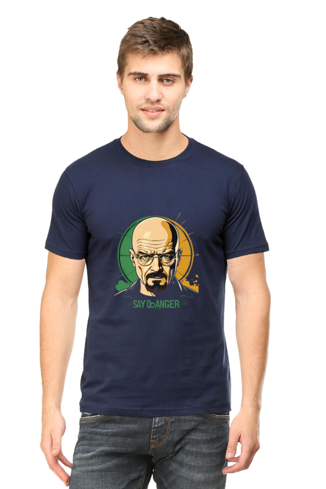 Men's Round Neck Half Sleeve T-Shirt with Breaking Bad Heisenberg Design