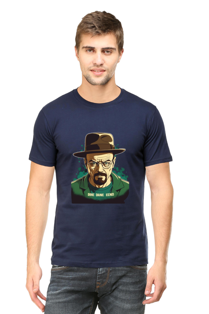 Men's Round Neck Half Sleeve T-Shirt with Breaking Bad Heisenberg Design