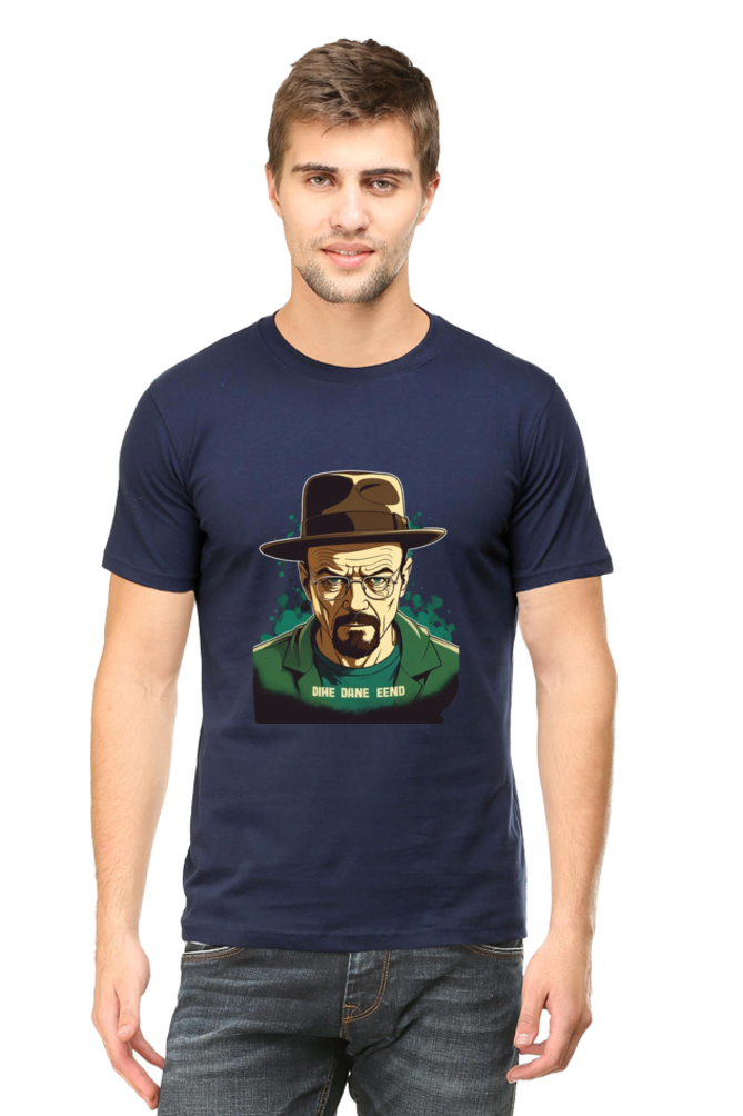 Men's Round Neck Half Sleeve T-Shirt with Breaking Bad Heisenberg Design