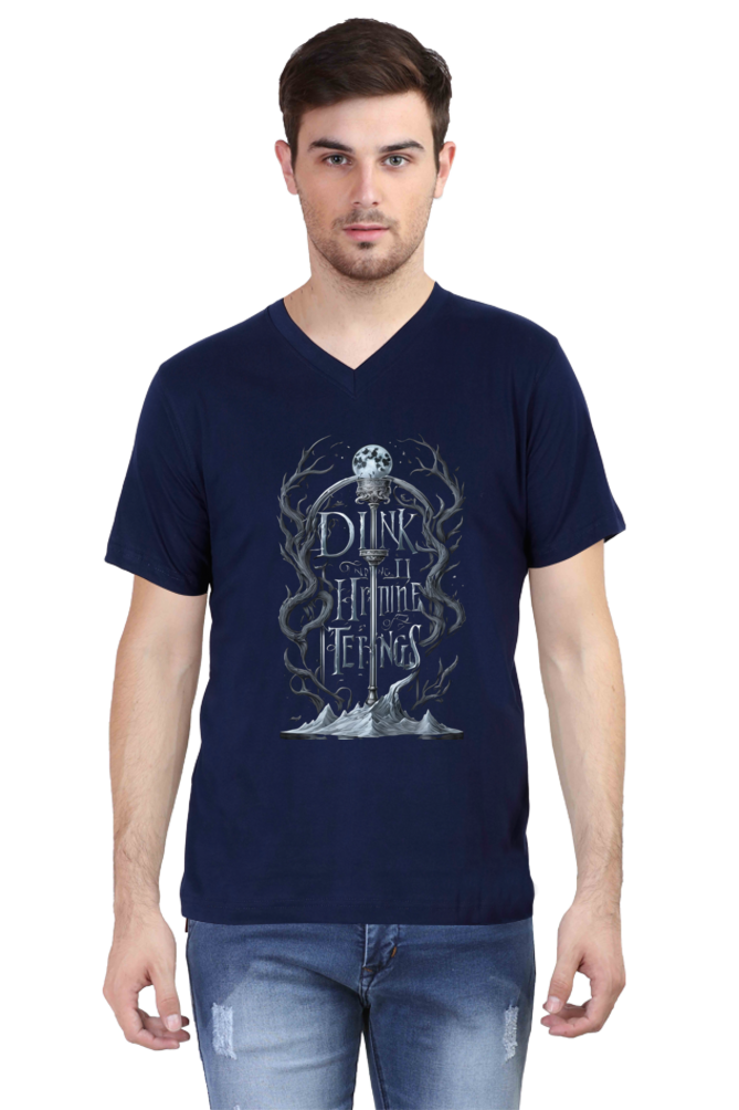 Men's V-Neck Half Sleeve T-Shirt with Game of Thrones Characters Design