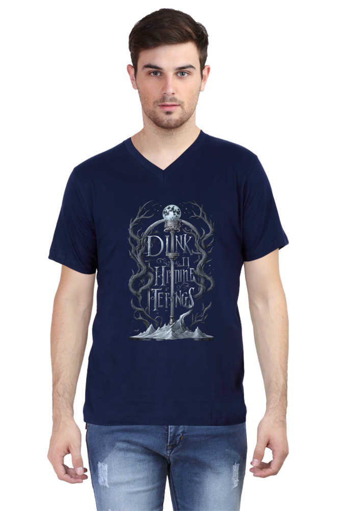 Men's V-Neck Half Sleeve T-Shirt with Game of Thrones Characters Design