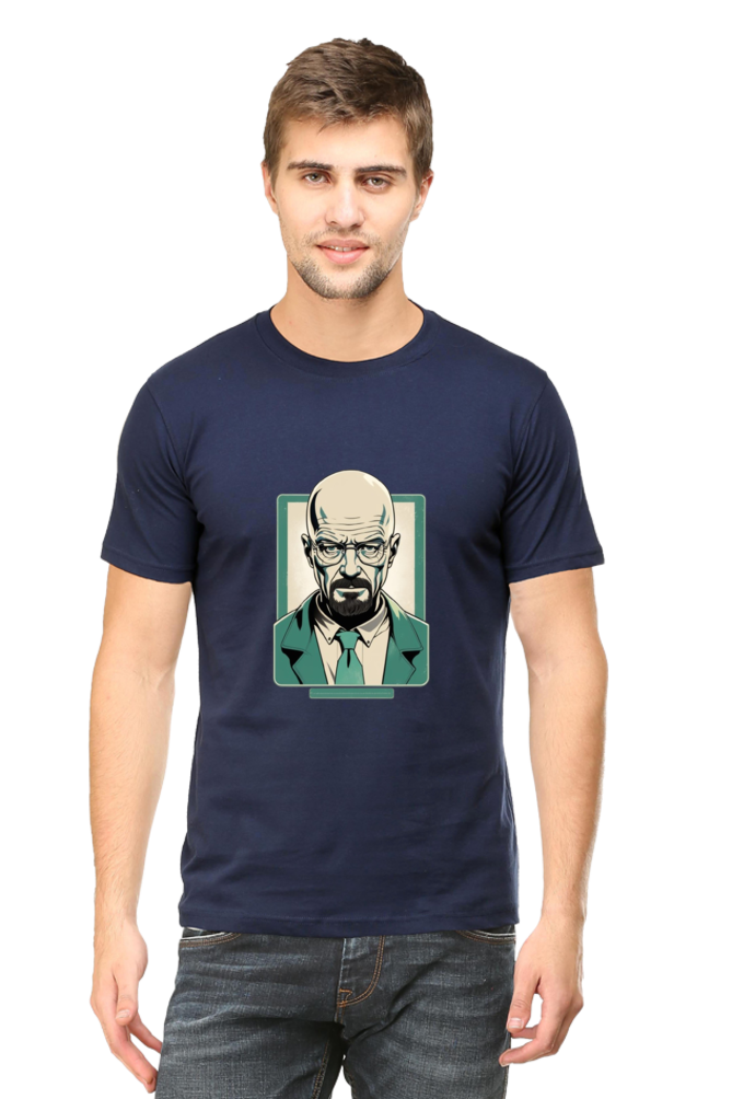 Men's Round Neck Half Sleeve T-Shirt with Breaking Bad Heisenberg Design