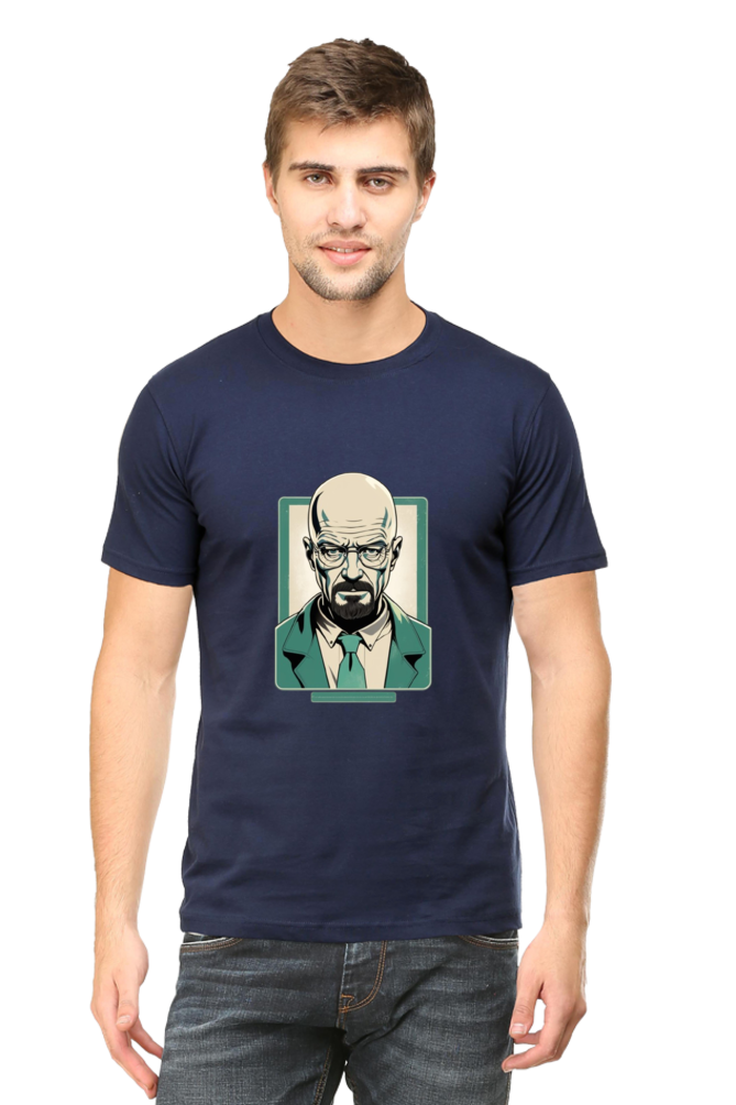 Men's Round Neck Half Sleeve T-Shirt with Breaking Bad Heisenberg Design