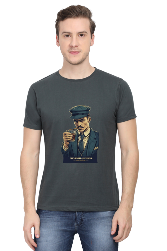 Men's Round Neck Half Sleeve T-Shirt with Peaky Blinders Design