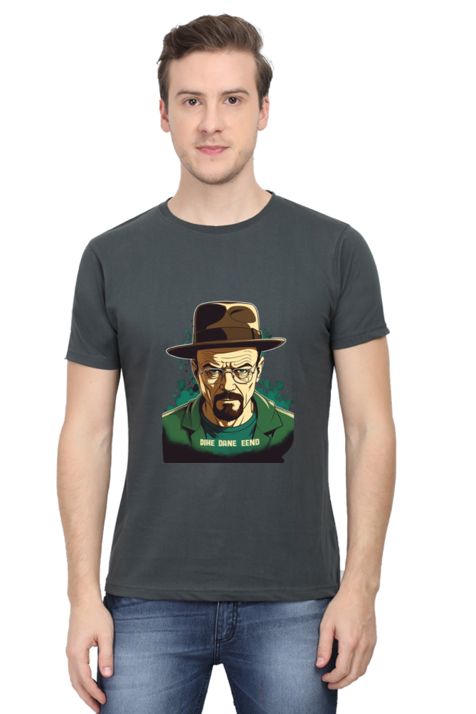 Men's Round Neck Half Sleeve T-Shirt with Breaking Bad Heisenberg Design