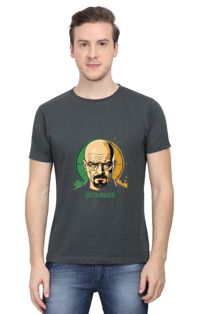 Men's Round Neck Half Sleeve T-Shirt with Breaking Bad Heisenberg Design