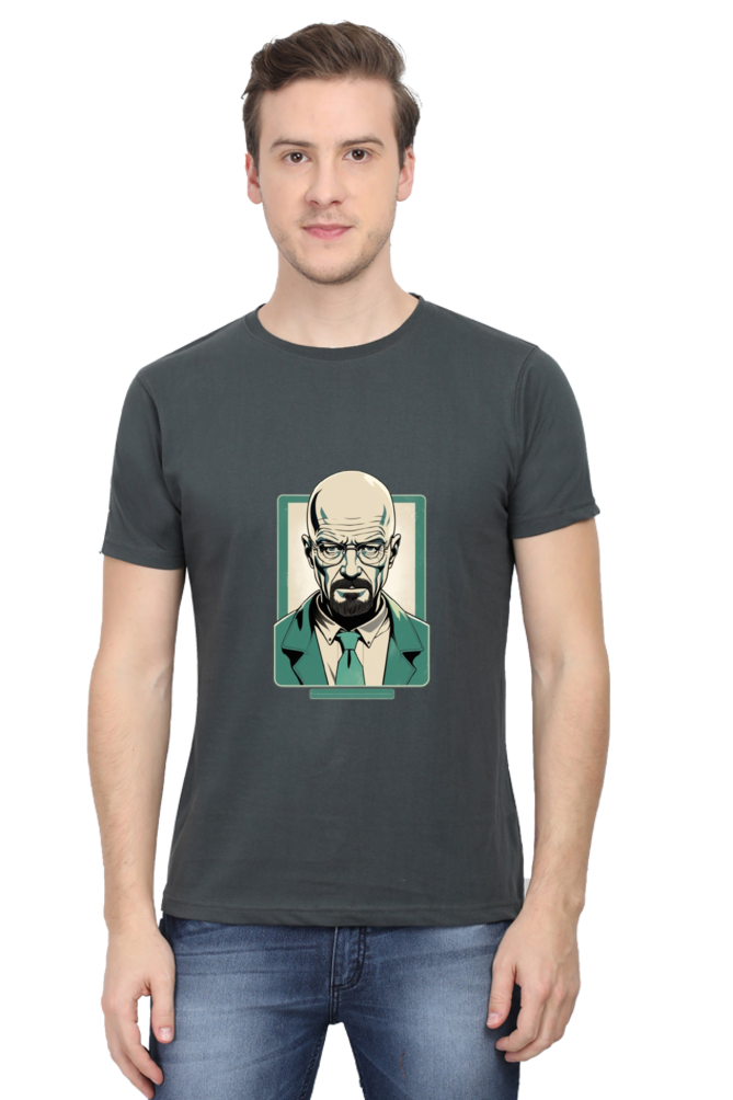 Men's Round Neck Half Sleeve T-Shirt with Breaking Bad Heisenberg Design